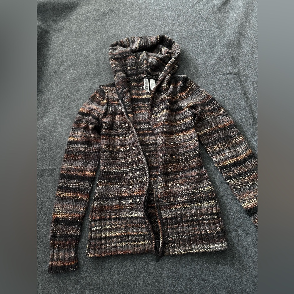 BKE Multicolor Knit Cardigan in Black and Brown Tones